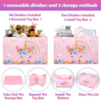 Large Toy Box, Sturdy Kids Storage Organizer for Boys Girls, 25"x13"x16"