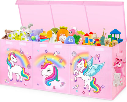 Large Toy Box, Sturdy Kids Storage Organizer for Boys Girls, 25"x13"x16"