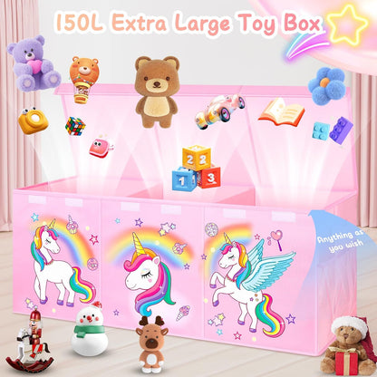 Large Toy Box, Sturdy Kids Storage Organizer for Boys Girls, 25"x13"x16"