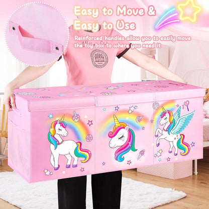 Large Toy Box, Sturdy Kids Storage Organizer for Boys Girls, 25"x13"x16"
