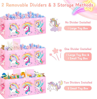 Large Toy Box, Sturdy Kids Storage Organizer for Boys Girls, 25"x13"x16"