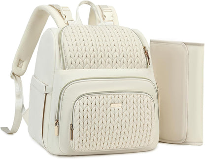 Large Diaper Bag Backpack, Stylish Baby Travel Diaper Bag, Beige