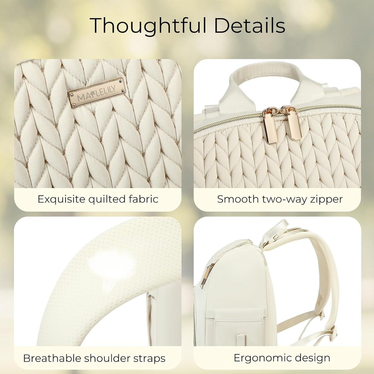 Large Diaper Bag Backpack, Stylish Baby Travel Diaper Bag, Beige