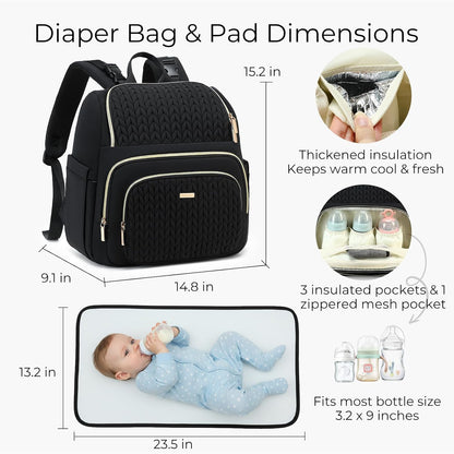 Large Diaper Bag Backpack, Stylish Baby Travel Diaper Bag, Beige