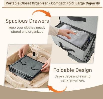 Durable 6-Tier hanging closet organizer with 5 Drawers & 3 Side Pocket,Thickened Fabric Hanging Shelves Holder with Sturdy Hook,Space-saving Storage Organization for Bedroom,Dorm,Guestroom,RV,Bathroom