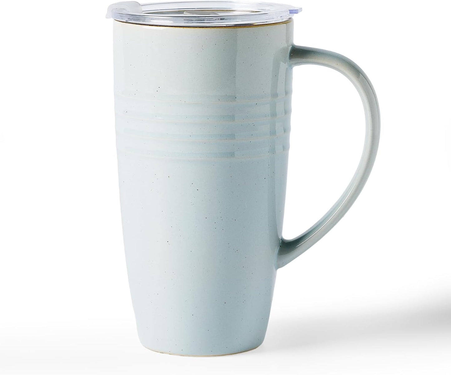 Jupiter Large Coffee Mug, 20oz Coffee Mug with Lid, Ceramic Cup | Stoneware Cup with Handle for Coffee, Latte, Cappuccino, Tea, Cocoa, Milk, Microwave and Dishwasher Safe, Light Pink