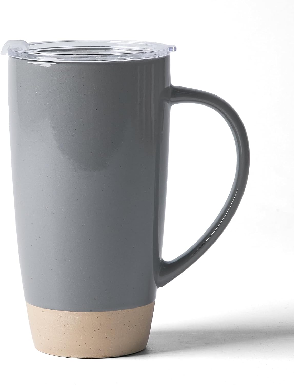 Jupiter Large Coffee Mug, 20oz Coffee Mug with Lid, Ceramic Cup | Stoneware Cup with Handle for Coffee, Latte, Cappuccino, Tea, Cocoa, Milk, Microwave and Dishwasher Safe, Light Pink