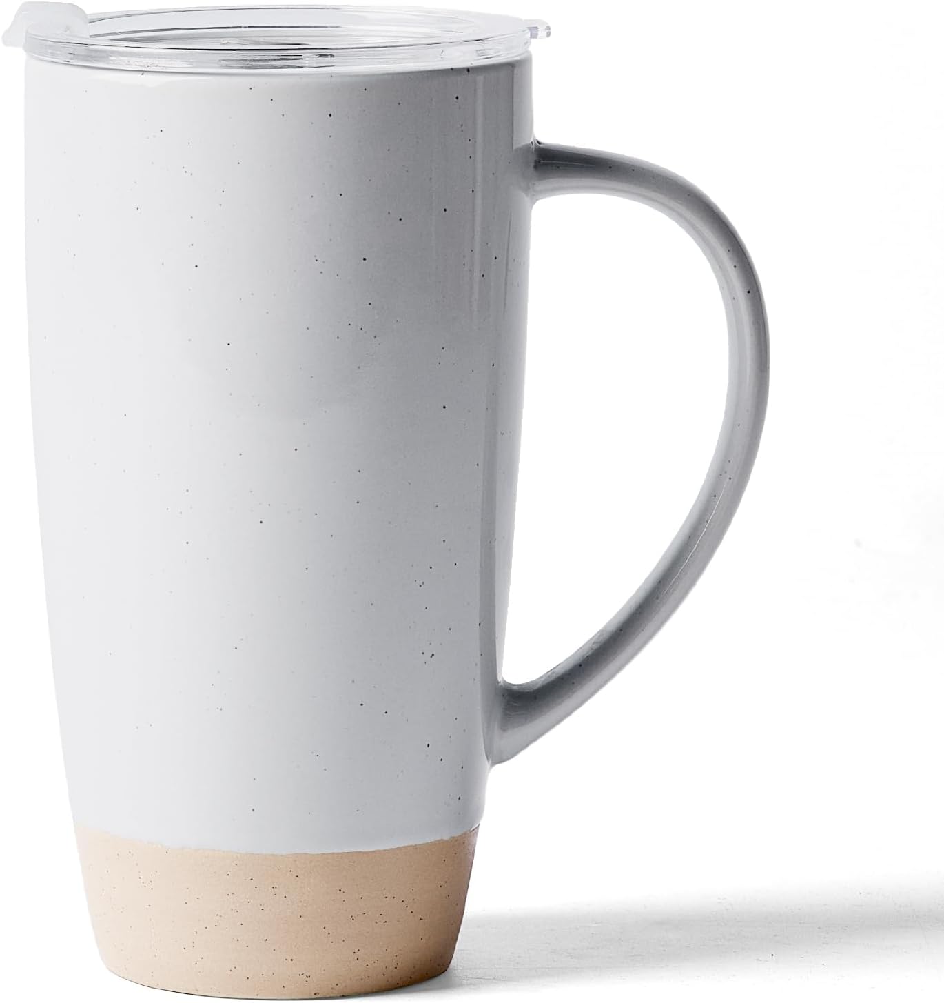 Jupiter Large Coffee Mug, 20oz Coffee Mug with Lid, Ceramic Cup | Stoneware Cup with Handle for Coffee, Latte, Cappuccino, Tea, Cocoa, Milk, Microwave and Dishwasher Safe, Light Pink