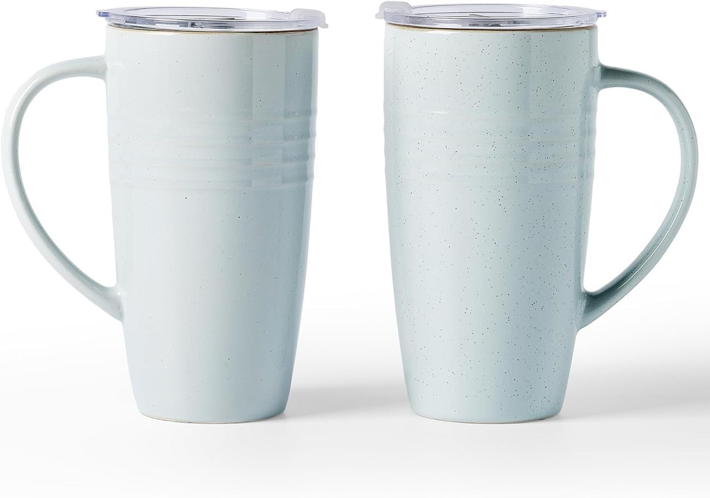 Jupiter Large Coffee Mug, 20oz Coffee Mug with Lid, Ceramic Cup | Stoneware Cup with Handle for Coffee, Latte, Cappuccino, Tea, Cocoa, Milk, Microwave and Dishwasher Safe, Light Pink