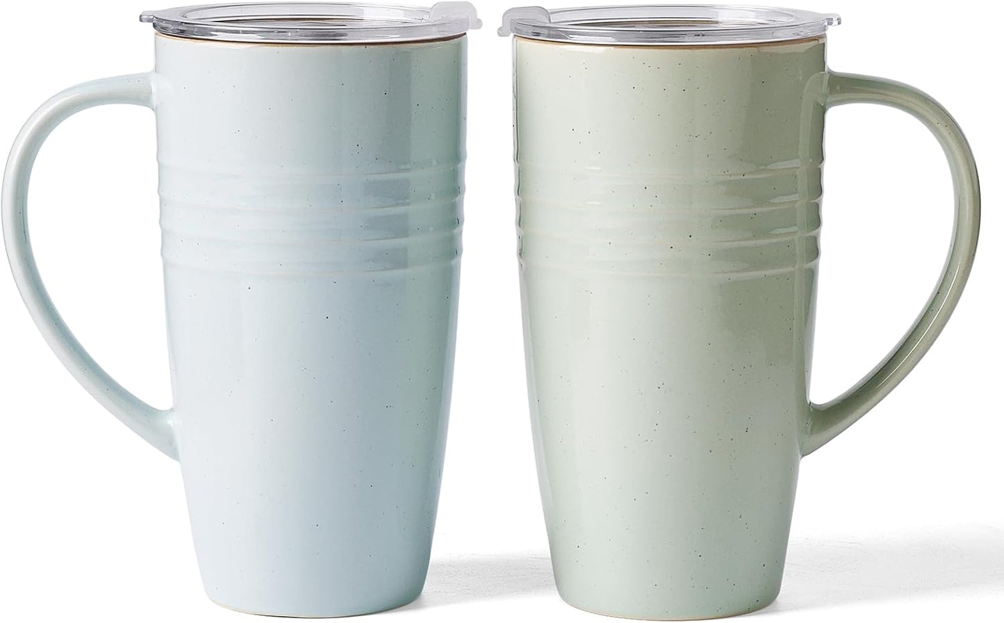 Jupiter Large Coffee Mug, 20oz Coffee Mug with Lid, Ceramic Cup | Stoneware Cup with Handle for Coffee, Latte, Cappuccino, Tea, Cocoa, Milk, Microwave and Dishwasher Safe, Light Pink