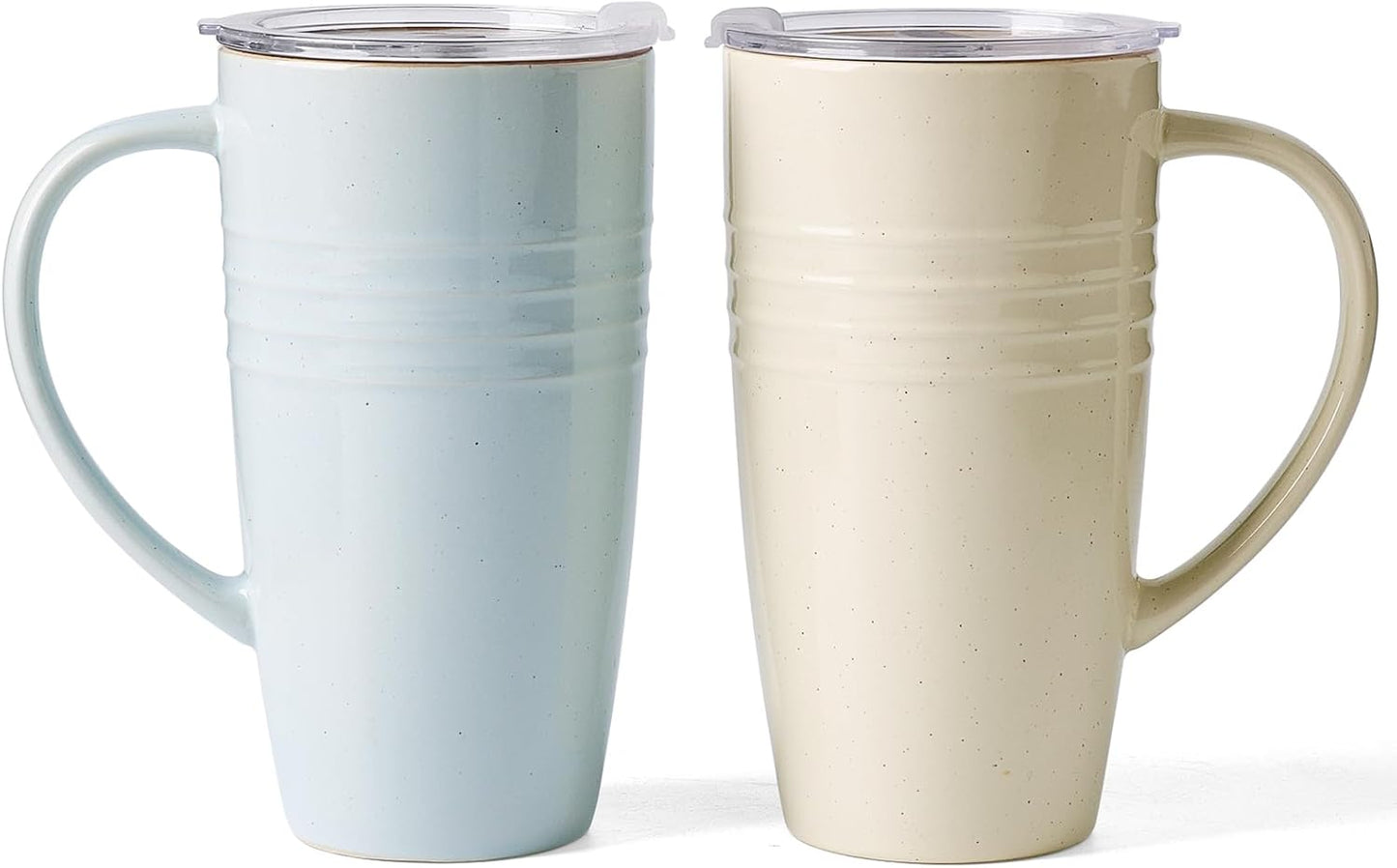 Jupiter Large Coffee Mug, 20oz Coffee Mug with Lid, Ceramic Cup | Stoneware Cup with Handle for Coffee, Latte, Cappuccino, Tea, Cocoa, Milk, Microwave and Dishwasher Safe, Light Pink