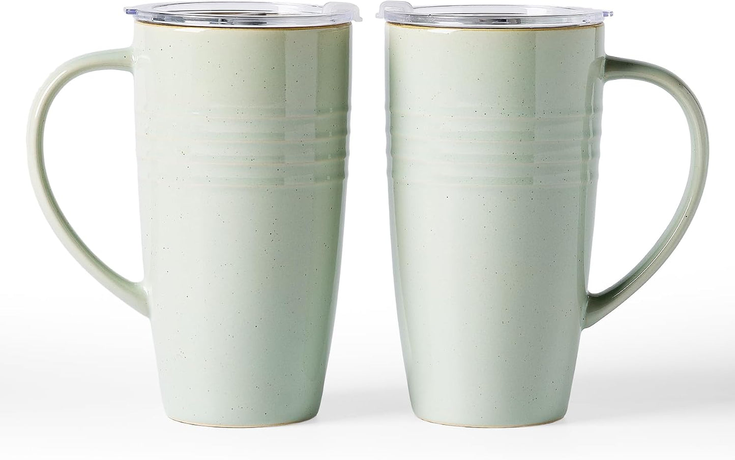 Jupiter Large Coffee Mug, 20oz Coffee Mug with Lid, Ceramic Cup | Stoneware Cup with Handle for Coffee, Latte, Cappuccino, Tea, Cocoa, Milk, Microwave and Dishwasher Safe, Light Pink