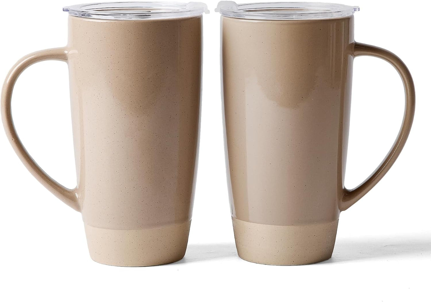 Jupiter Large Coffee Mug, 20oz Coffee Mug with Lid, Ceramic Cup | Stoneware Cup with Handle for Coffee, Latte, Cappuccino, Tea, Cocoa, Milk, Microwave and Dishwasher Safe, Light Pink