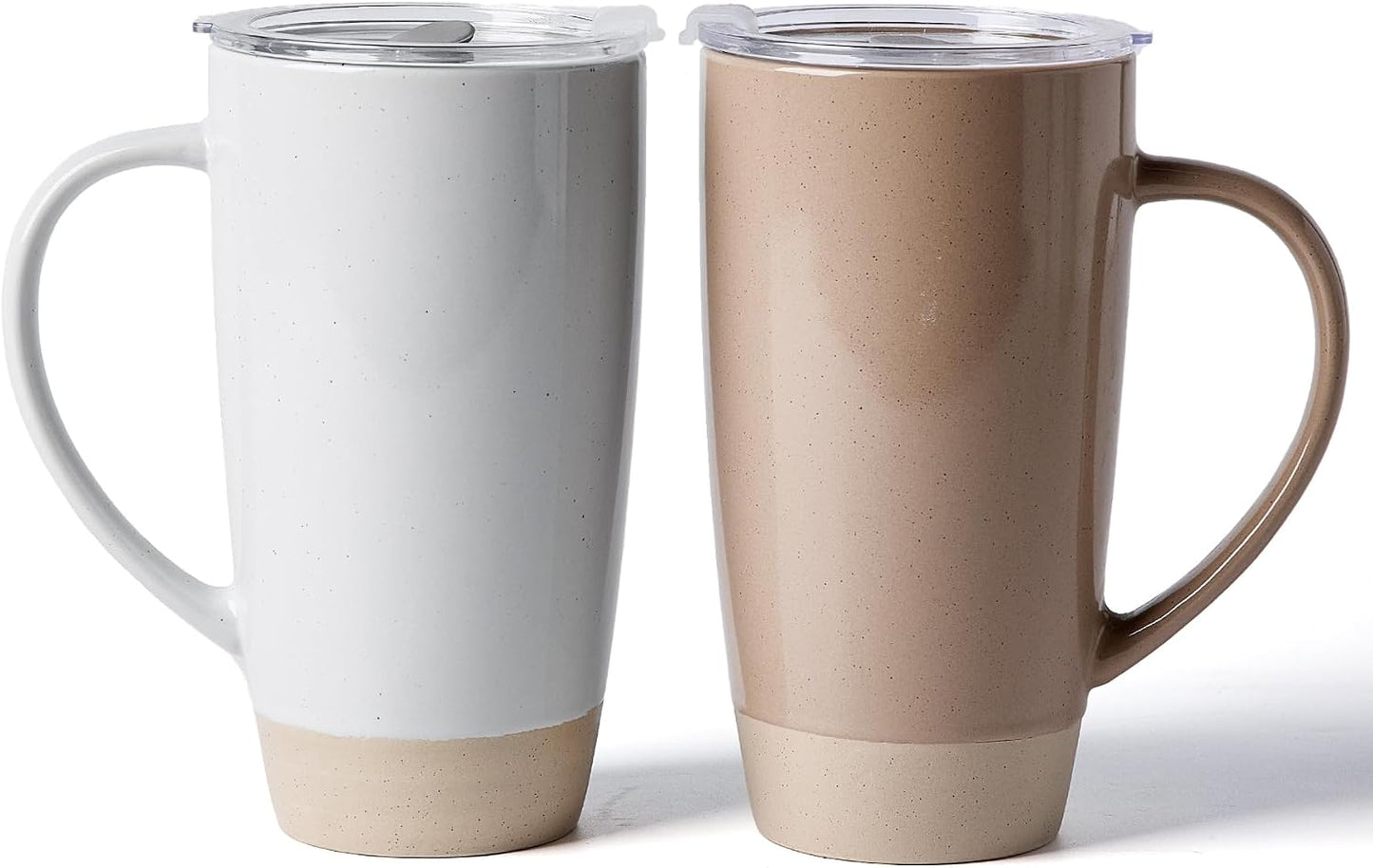 Jupiter Large Coffee Mug, 20oz Coffee Mug with Lid, Ceramic Cup | Stoneware Cup with Handle for Coffee, Latte, Cappuccino, Tea, Cocoa, Milk, Microwave and Dishwasher Safe, Light Pink