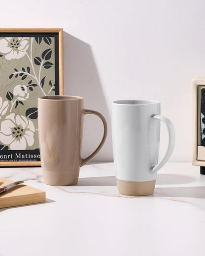 Jupiter Large Coffee Mug, 20oz Coffee Mug with Lid, Ceramic Cup | Stoneware Cup with Handle for Coffee, Latte, Cappuccino, Tea, Cocoa, Milk, Microwave and Dishwasher Safe, Light Pink