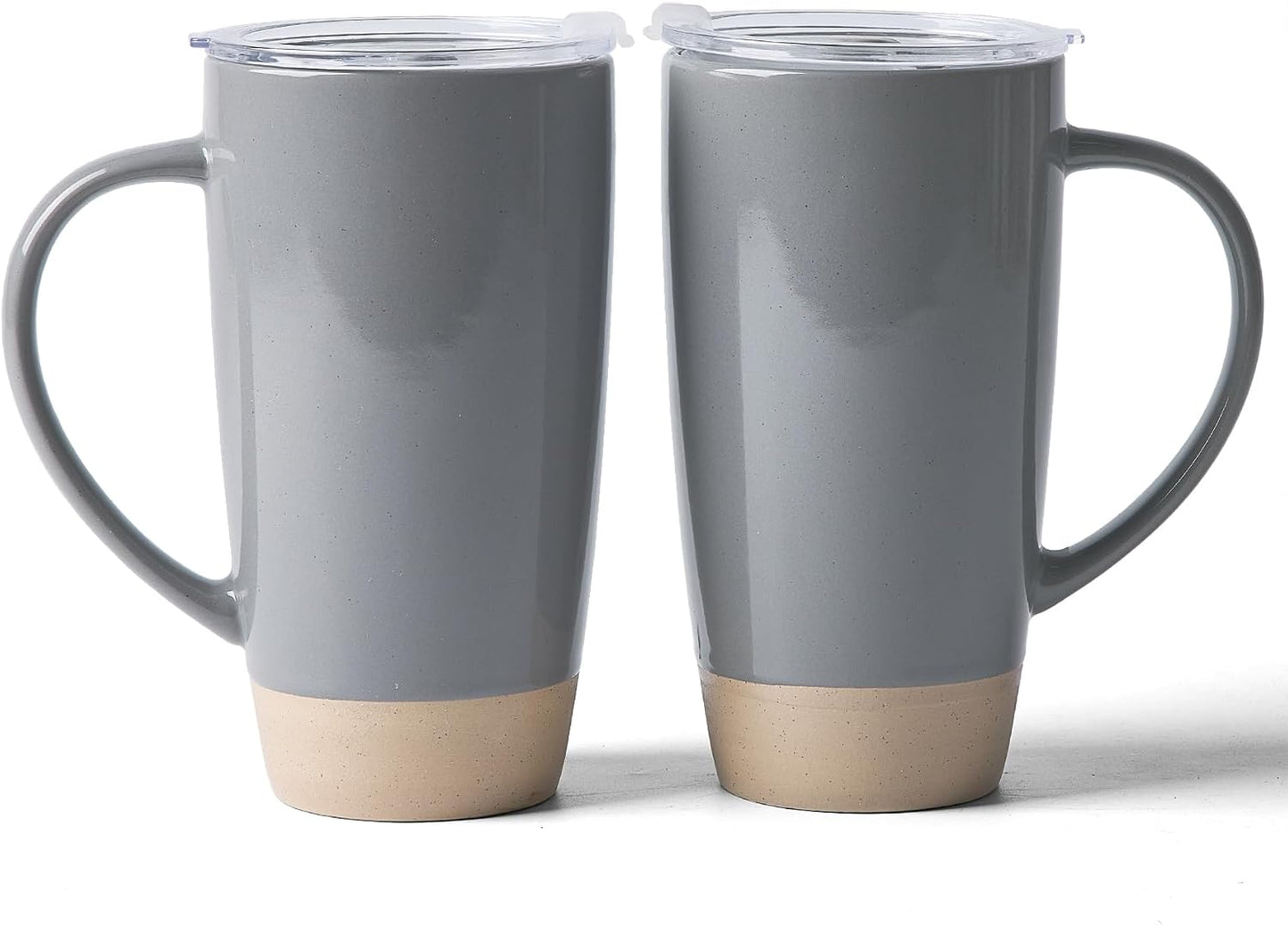 Jupiter Large Coffee Mug, 20oz Coffee Mug with Lid, Ceramic Cup | Stoneware Cup with Handle for Coffee, Latte, Cappuccino, Tea, Cocoa, Milk, Microwave and Dishwasher Safe, Light Pink