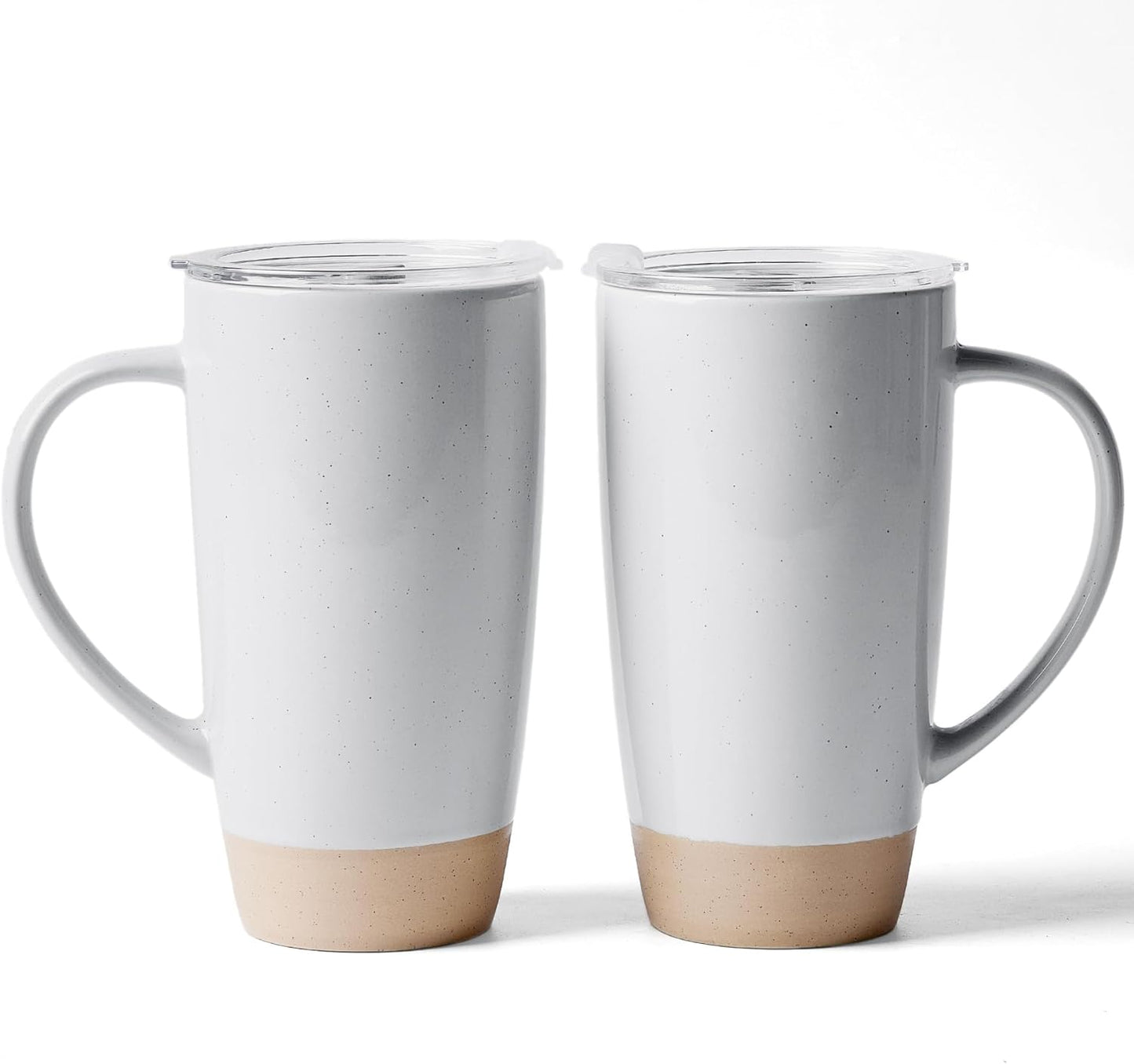Jupiter Large Coffee Mug, 20oz Coffee Mug with Lid, Ceramic Cup | Stoneware Cup with Handle for Coffee, Latte, Cappuccino, Tea, Cocoa, Milk, Microwave and Dishwasher Safe, Light Pink