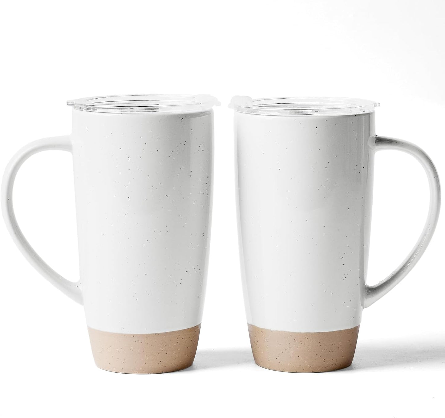 Jupiter Large Coffee Mug, 20oz Coffee Mug with Lid, Ceramic Cup | Stoneware Cup with Handle for Coffee, Latte, Cappuccino, Tea, Cocoa, Milk, Microwave and Dishwasher Safe, Light Pink