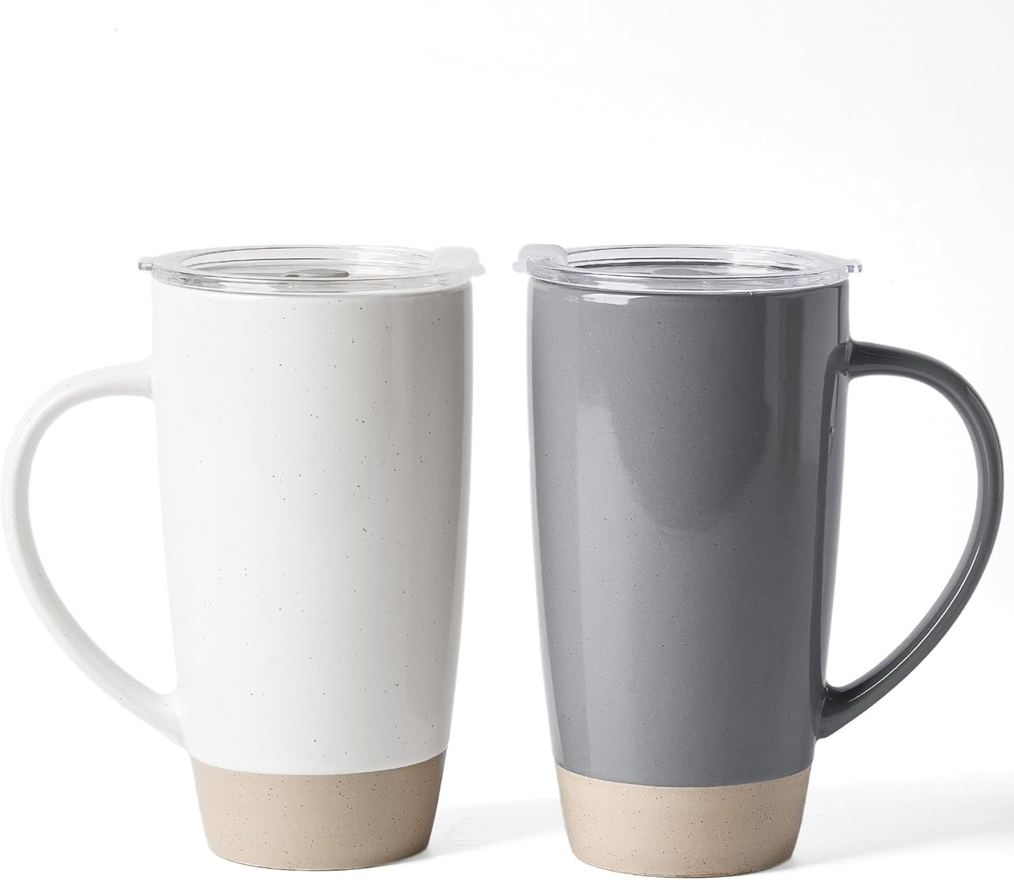 Jupiter Large Coffee Mug, 20oz Coffee Mug with Lid, Ceramic Cup | Stoneware Cup with Handle for Coffee, Latte, Cappuccino, Tea, Cocoa, Milk, Microwave and Dishwasher Safe, Light Pink