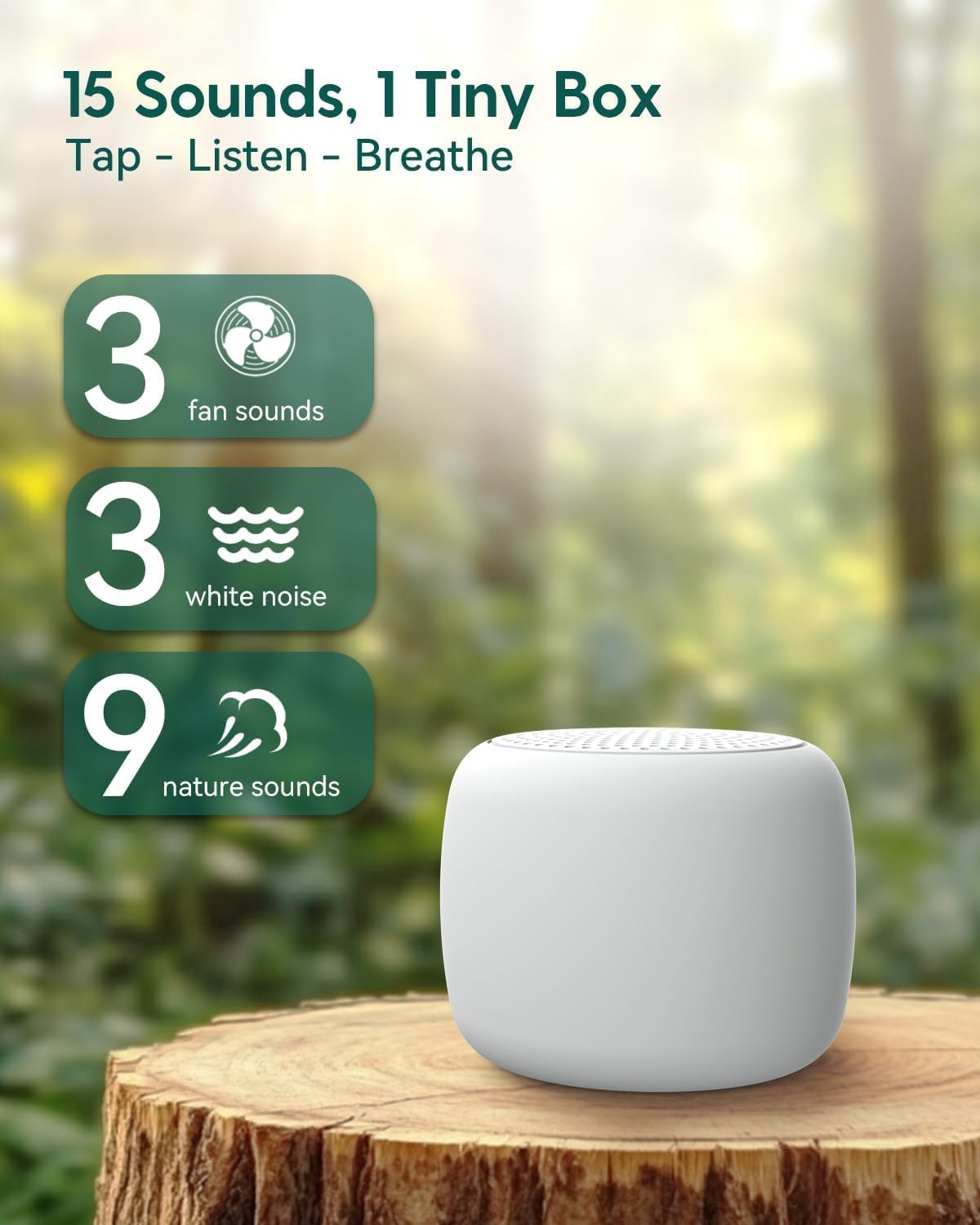 Pocket Mini Portable White Noise Machine for Travel, 15 Sounds