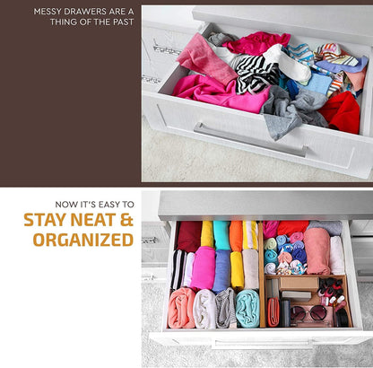 6-Pack Drawer Dividers 2.6-Inch High Dresser Drawer Organizer 16 to 22 Inch