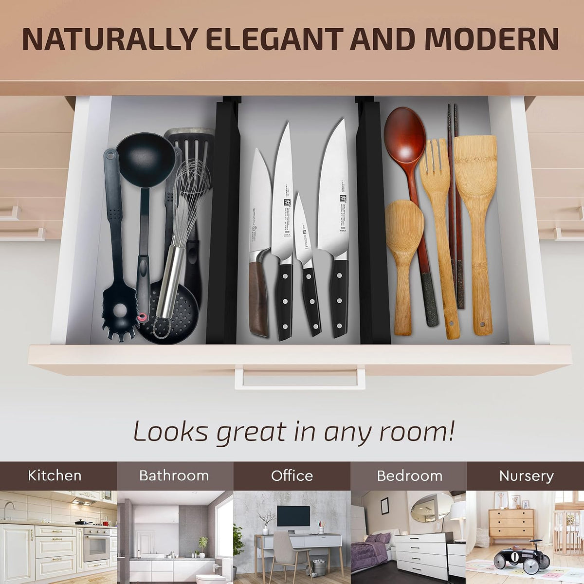 6-Pack Drawer Dividers 2.6-Inch High Dresser Drawer Organizer 16 to 22 Inch