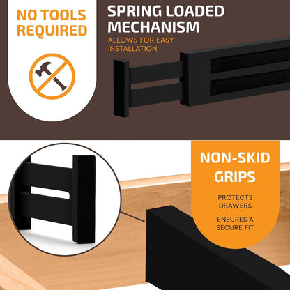 6-Pack Drawer Dividers 2.6-Inch High Dresser Drawer Organizer 16 to 22 Inch