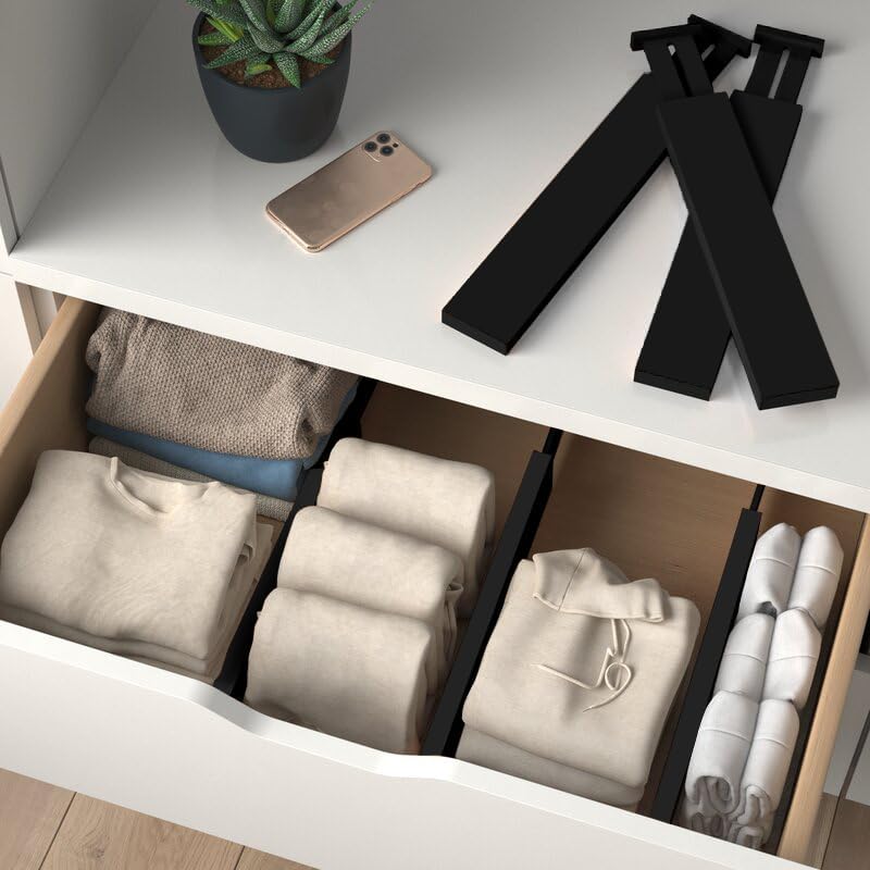 6-Pack Drawer Dividers 2.6-Inch High Dresser Drawer Organizer 16 to 22 Inch