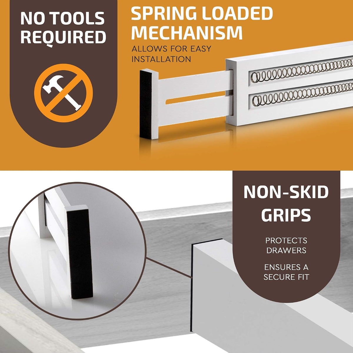 6-Pack Drawer Dividers 2.6-Inch High Dresser Drawer Organizer 16 to 22 Inch