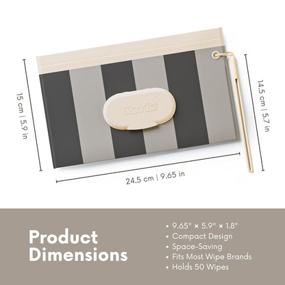 3PACK Baby Wipes Holder | Refillable Wipes Container w/DOUBLE-LOCK SEAL |Travel Wipe Case | Portable Wipe Dispenser | Reusable Wipes Pouch (Cloudy Grey, 3 PACK)