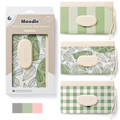 3PACK Baby Wipes Holder | Refillable Wipes Container w/DOUBLE-LOCK SEAL |Travel Wipe Case | Portable Wipe Dispenser | Reusable Wipes Pouch (Cloudy Grey, 3 PACK)