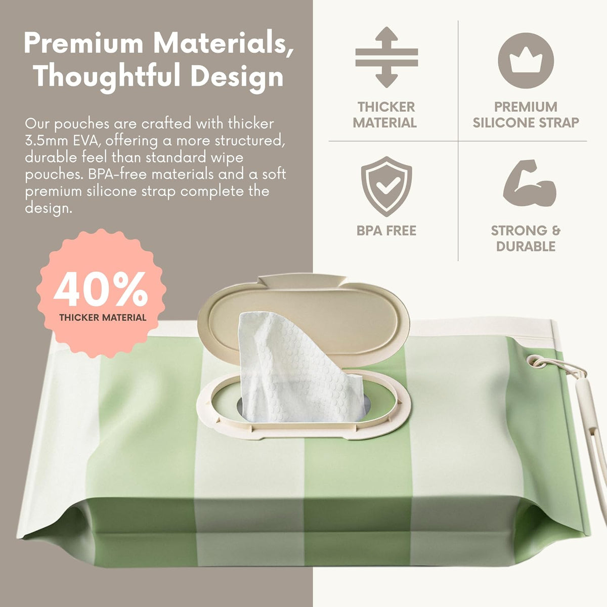 3PACK Baby Wipes Holder | Refillable Wipes Container w/DOUBLE-LOCK SEAL |Travel Wipe Case | Portable Wipe Dispenser | Reusable Wipes Pouch (Cloudy Grey, 3 PACK)