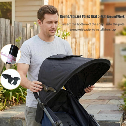 Baby Stroller Sun Shade Umbrella Stroller Canopy Replacement Retractable Stroller Replacement Parts Shade for Pram Pushchair Buggy Parasol Sun with Mesh Window Pocket Adjustable