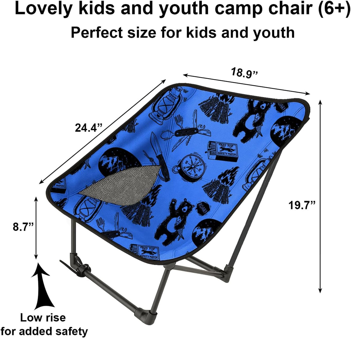 Youth and Kids Camping Chair | Ultra Lightweight, Foldable and Heavy Duty | Ideal Indoor/Outdoor Kid Chair for Camping, Sports and Lawn