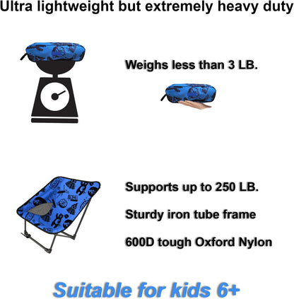 Youth and Kids Camping Chair | Ultra Lightweight, Foldable and Heavy Duty | Ideal Indoor/Outdoor Kid Chair for Camping, Sports and Lawn