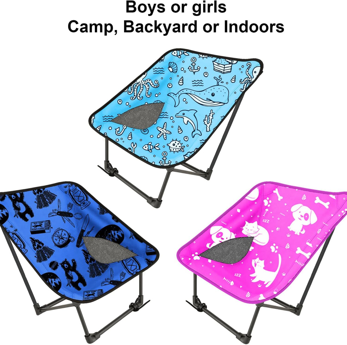 Youth and Kids Camping Chair | Ultra Lightweight, Foldable and Heavy Duty | Ideal Indoor/Outdoor Kid Chair for Camping, Sports and Lawn
