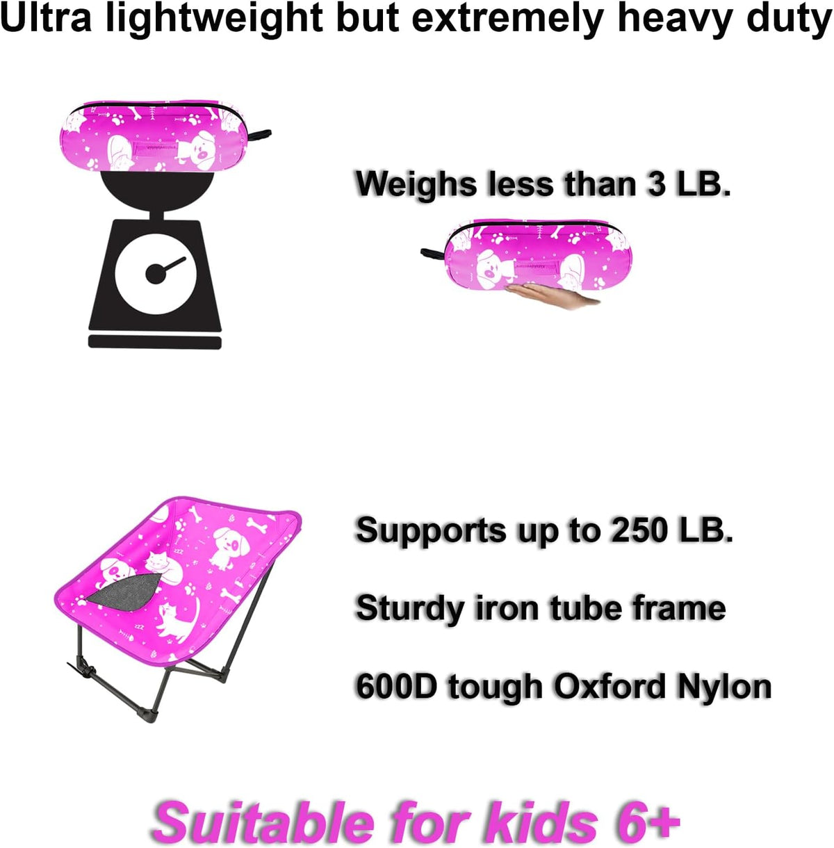 Youth and Kids Camping Chair | Ultra Lightweight, Foldable and Heavy Duty | Ideal Indoor/Outdoor Kid Chair for Camping, Sports and Lawn