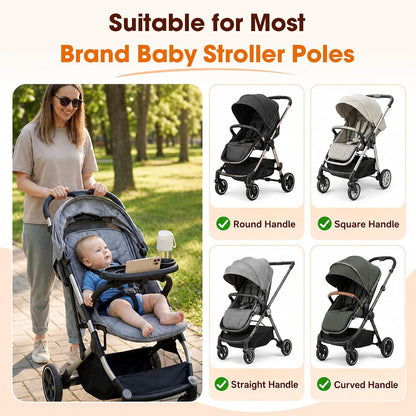 Universal Stroller Snack Tray, Compatible with Nuna Uppababy Mockingbird | Stroller Snack Tray Attachment with Cup Holder 3 in 1 | Clip On Baby Stroller Accessories for Toddler Snacking On The Go