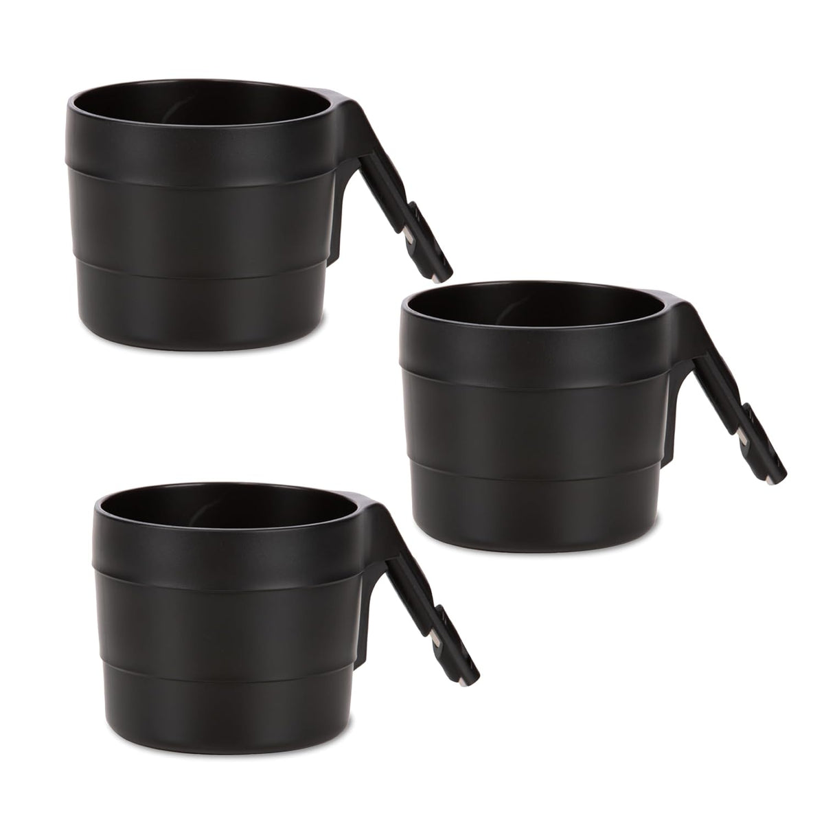 XL Car Seat Cup Holders for Radian and Everett Car Seats, Pack of 3 Cup Holders, Black