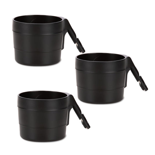 XL Car Seat Cup Holders for Radian and Everett Car Seats, Pack of 3 Cup Holders, Black
