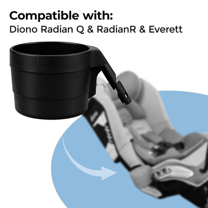 XL Car Seat Cup Holders for Radian and Everett Car Seats, Pack of 3 Cup Holders, Black
