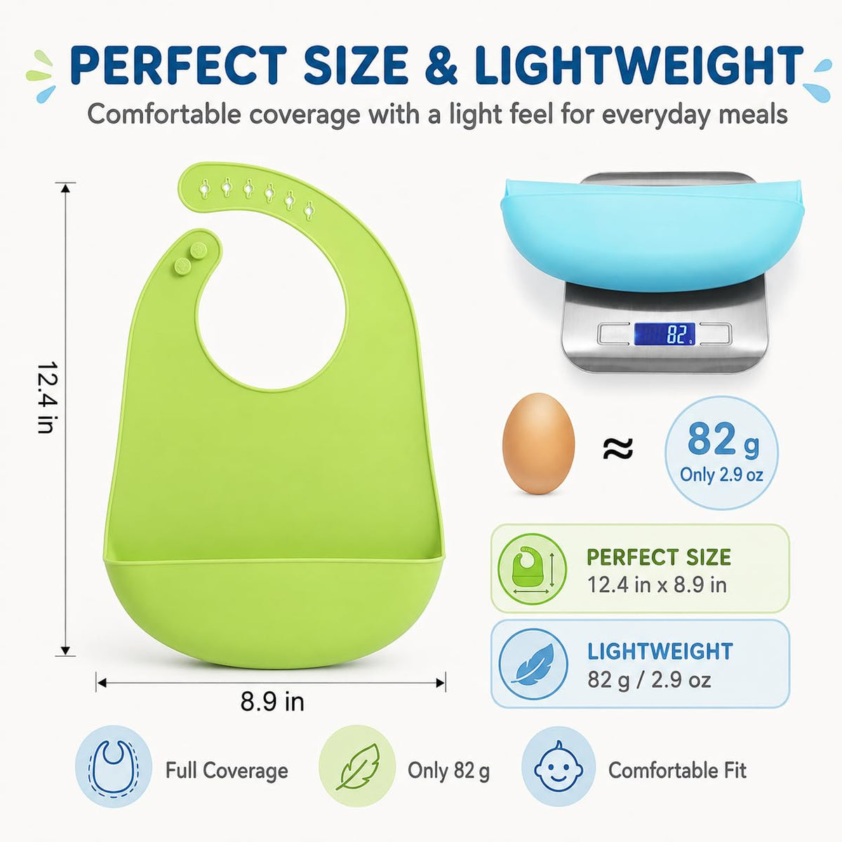 2-Pack Silicone Baby Bibs with Food Catcher Pocket, Waterproof