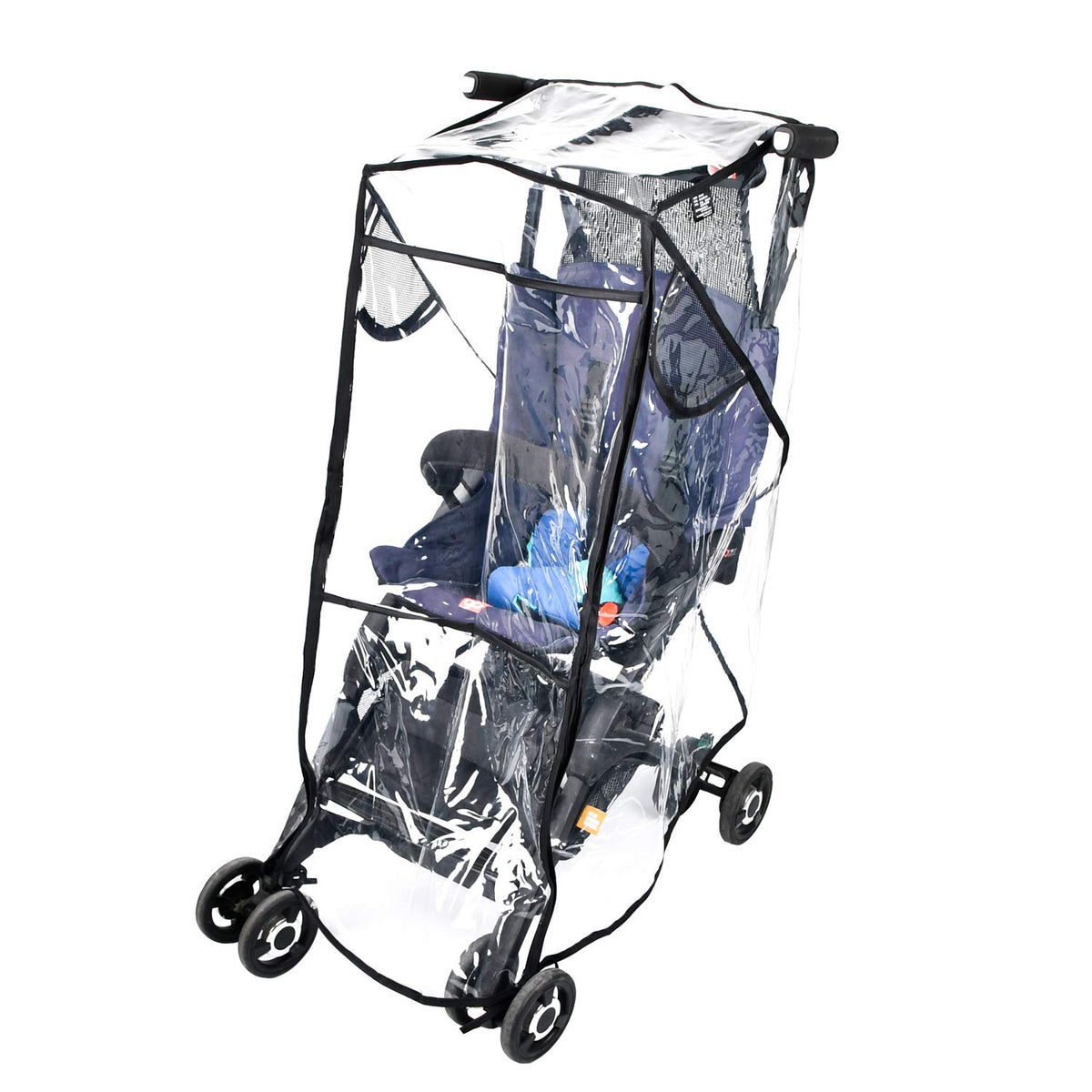 Stroller Rain Cover, Universal Clear Baby Travel Weather Shield Black