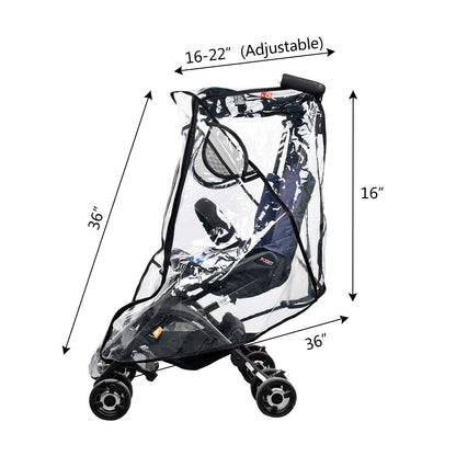 Stroller Rain Cover, Universal Clear Baby Travel Weather Shield Black