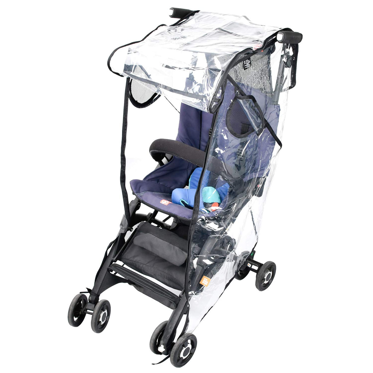 Stroller Rain Cover, Universal Clear Baby Travel Weather Shield Black