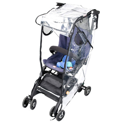 Stroller Rain Cover, Universal Clear Baby Travel Weather Shield Black
