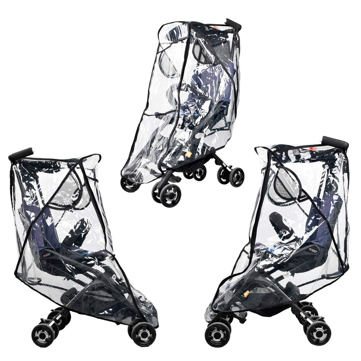 Stroller Rain Cover, Universal Clear Baby Travel Weather Shield Black