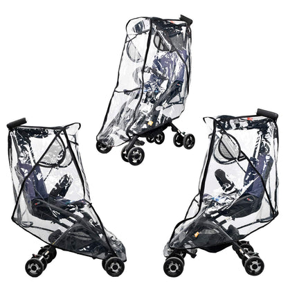 Stroller Rain Cover, Universal Clear Baby Travel Weather Shield Black