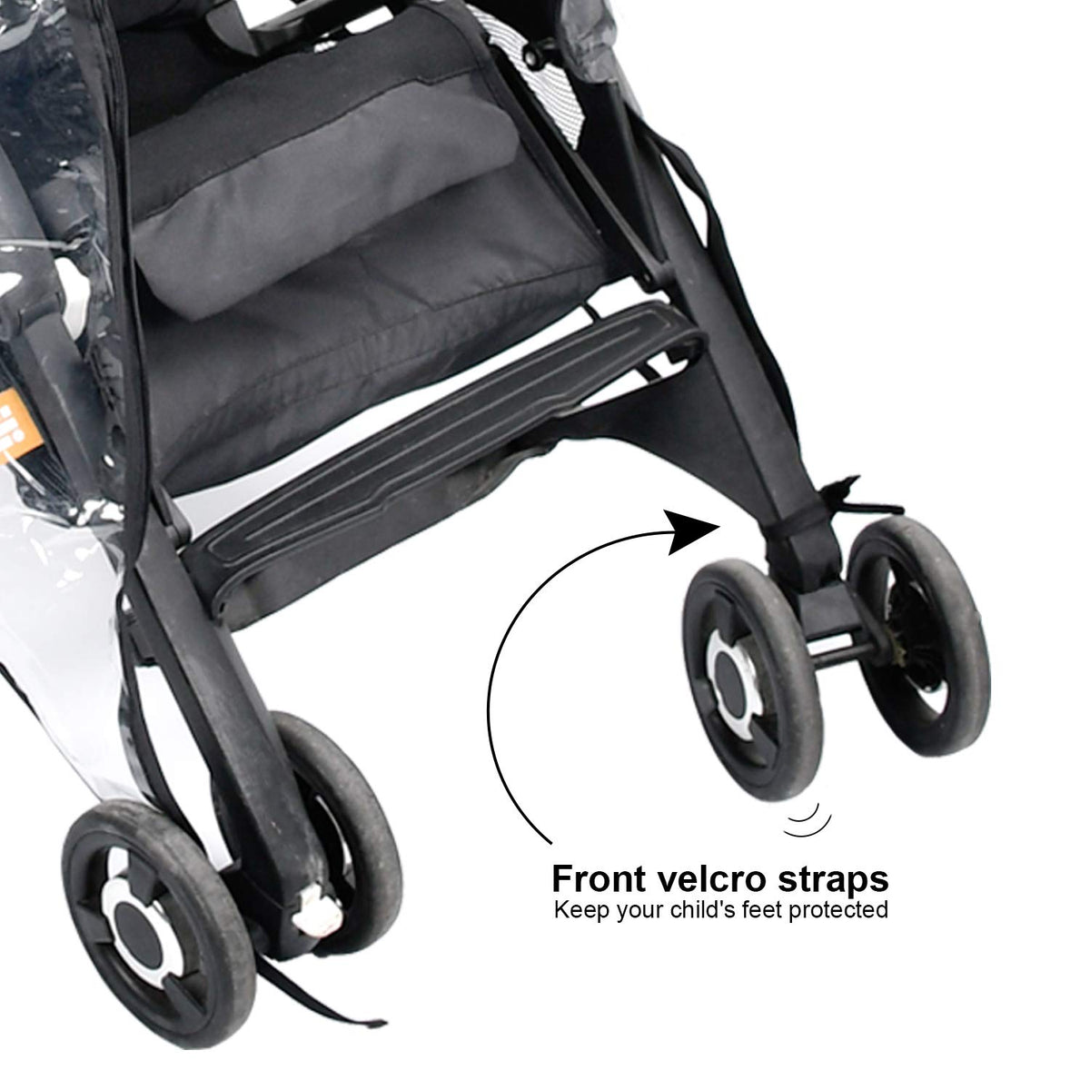 Stroller Rain Cover, Universal Clear Baby Travel Weather Shield Black