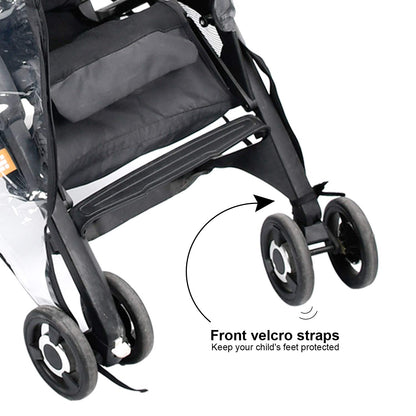 Stroller Rain Cover, Universal Clear Baby Travel Weather Shield Black